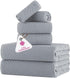 CASA COPENHAGEN Wave Textured 6 Piece Towel Set- Grey Violet, 550 GSM