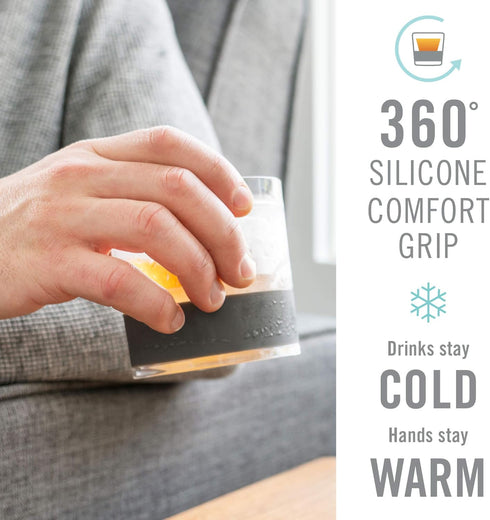 Host Freeze Cooling Cup - Old Fashioned Glass with Silicone Band for Bourbon, Scotch, Whiskey, Set of 1, Smoke