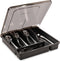 Utensil Holder for Countertop with Lid, 5 Compartments Plastic Silverware Tray Organizer, Black Flatware Storage