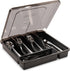 Utensil Holder for Countertop with Lid, 5 Compartments Plastic Silverware Tray Organizer, Black Flatware Storage