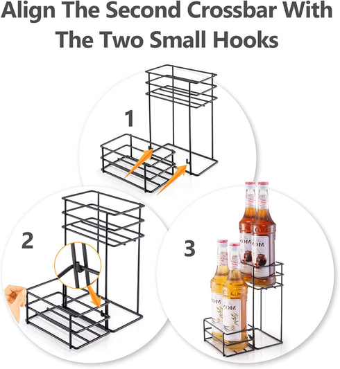 kimilus 4 Bottle Coffee Syrup Organizer Coffee Syrup Rack for Coffee Bar Kitchen Small Wine Rack for Bar Family Storage