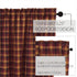 VHC Brands Primitive Kitchen Window Curtains - Heritage Farms Tier Pair, L24 x W36, Deep Burgundy Red