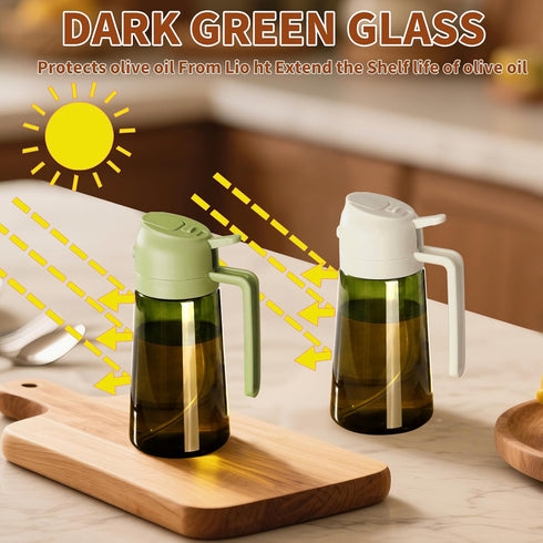 16oz/470ml SWEET VIEW Olive Oil Dispenser and Oil Sprayer Glass Light-Proof Oil Pourer for Kitchen, Air Fryer, Cooking