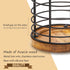 Utensil Holder for Kitchen Counter - Black Wire with Wooden Base, Large Wooden Cooking Utensil Organizer