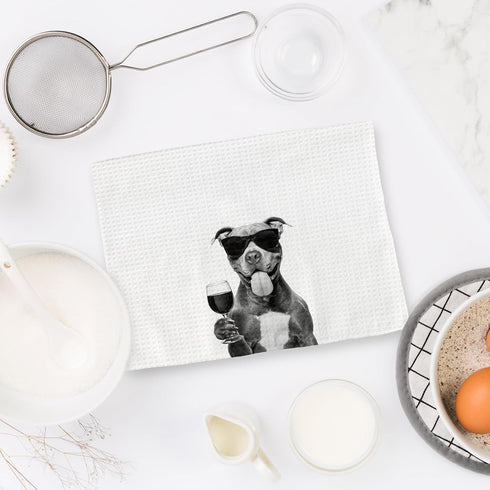Set 2, Decor(16x24 Inch) Pitbull Gifts Wine Kitchen Towels of Gifts for Pit Bull Dog Wine Lovers Decorative Hand Dish