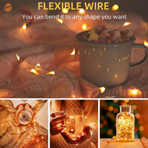 20 Pack 7ft 20 Warm White Battery Operated Fairy Lights, LED Mini String Lights, Copper Wire Twinkle Firefly Starry