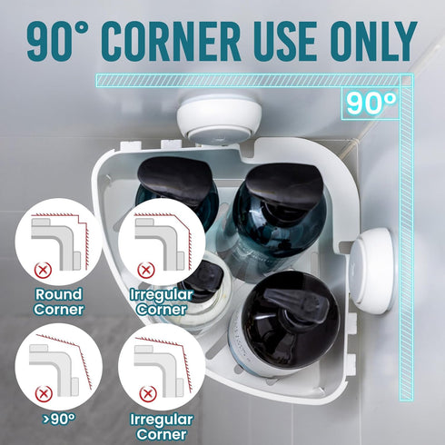 TAILI Corner Shower Caddy with Suction Cups, Wall Mounted Organizer Plastic Rack for Small Bathrooms, Kitchen