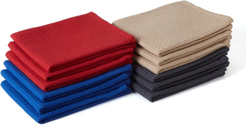 Encasa XO Kitchen Dish Towels Set | Multicolor | Waffle Weave and