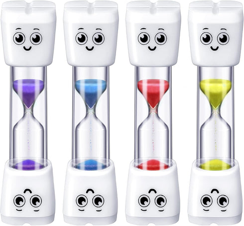 Weewooday 4 Pieces Toothbrush Timer for Kids - 2 Minute Sand Timer for Proper Tooth Brushing (Blue, Red, Purple, Yellow)