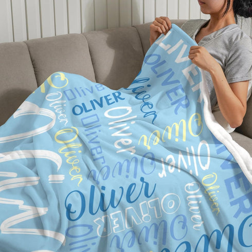 PerStudio Personalized Baby Blanket for Boys Custom Name Blankets Throws for Girls Customized Christmas Birthday Gifts