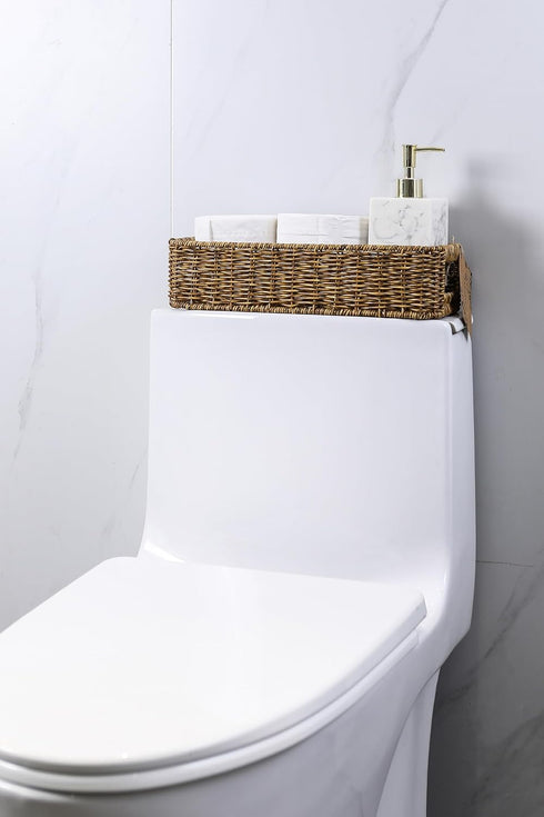 Small Wicker Baskets - Wicker Toilet Basket Tank Topper for Toilet Paper, 1-Pack