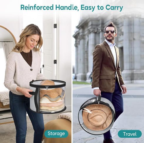 AOODA Oversized Clear Hat Storage Bag for Women, Holds up to 7 Caps, Cowboy Hat Organizer with Carrying Handles