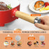 Audecook Electric Hot Pot, 2L Ceramic Glaze Non-Stick Frying Pan, Portable Cooker for Ramen, Steak, Oatmeal, Soup