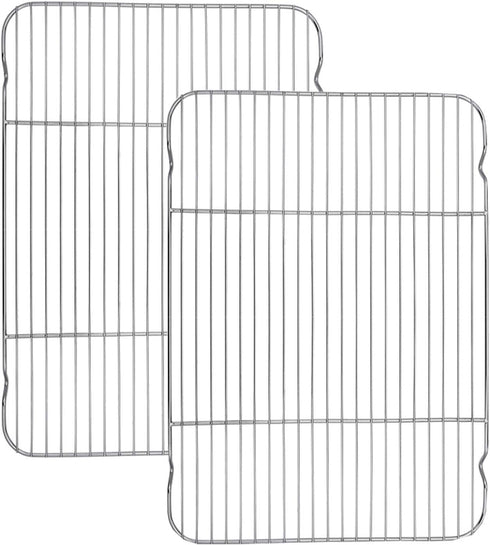 E-far Baking Cooling Rack Set of 2, 16.5"x11.5" Stainless Steel Metal Roasting Cooking Racks for Half Sheet Cookie Pans