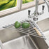 Triangle Dish Drying Rack - Roll Up Folding Stainless Steel Over The Sink Dish Drainer Mat for Kitchen (Grey)