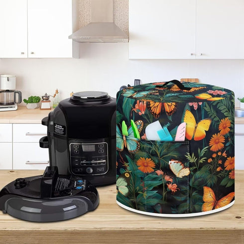 Colorful Butterfly Grass Pressure Cooker Cover, Dust-Proof Kitchen Appliance Cover for 3 Quart Instant Pot
