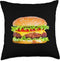 Hamburger Burger Food Day Gift Buns Cheeseburger Grill Black Throw Pillow, 18x18, Multicolor