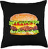 Hamburger Burger Food Day Gift Buns Cheeseburger Grill Black Throw Pillow, 18x18, Multicolor