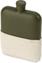 Foster & Rye 6oz Flask Whiskey Men-Stainless Steel Alcohol Matte Army Green with Canvas Wrap, Set of 1