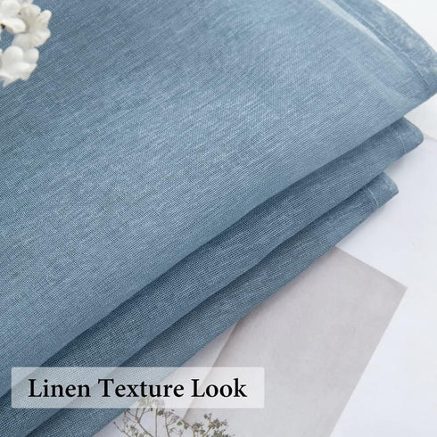 MIULEE Dusty Blue Linen Textured Sheer Curtains, 84 Inches Long, 2 Panels for Bedroom Living Room