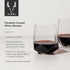 Viski Raye Faceted Crystal Wine Glasses - Set of 2, No-Lead Premium Crystal Clear Glass, Modern Stemless, 20 oz