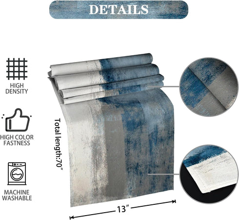 48 Inches Farmhouse Table Runners Long, Gray White Wood Grain Spring Table Runner White Table Runner Kitchen Tablecloth