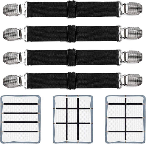Adjustable Bed Sheet Clips, Heavy Duty Sheet Fasteners Holder Straps for Mattress, Sofa, Couch, Recliner