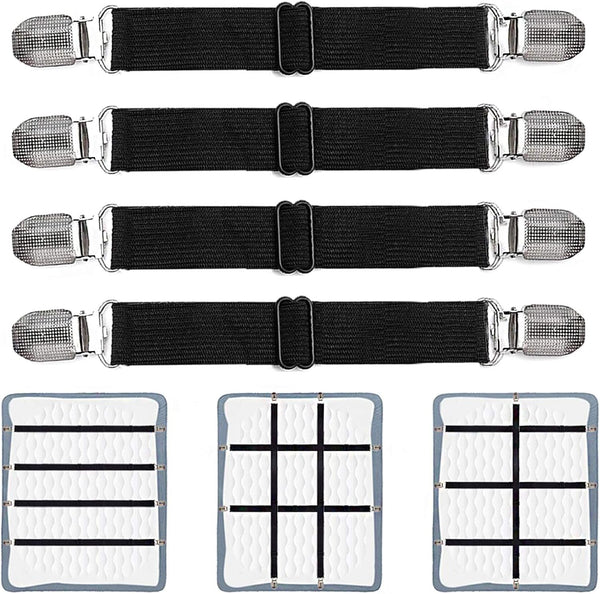 Adjustable Bed Sheet Clips, Heavy Duty Sheet Fasteners Holder Straps for Mattress, Sofa, Couch, Recliner
