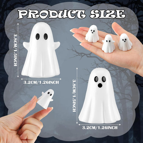 50 Beeveer Pcs Halloween Mini Ghosts Figurines Resin Tiny Ghosts Spooky Small Miniature Figures Tiered Tray Decor