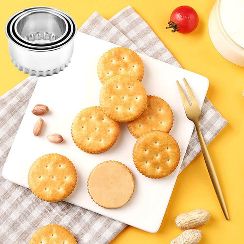 Cookie Cutters - Biscuit Cutters/Stainless Steel Dumpling Cutters/Cake Pastry Cutters/Cake Cookie Scone Cutters Molds stamps for Cooking Baking (3Pcs, Flower Edge) by ZDHSOY
