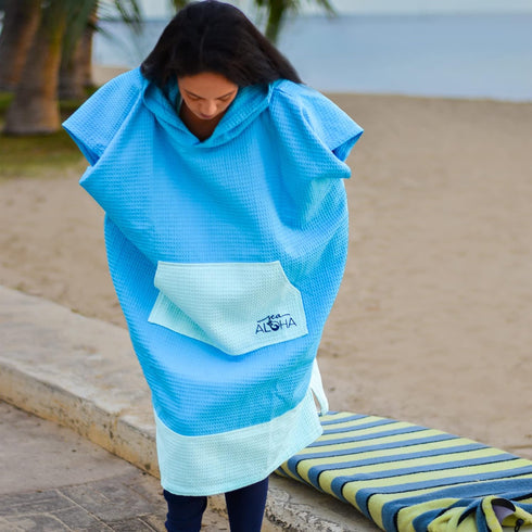 Sea Aloha 100% Surf Poncho Women - Towel Poncho - Hooded Towel Adult - Changing Poncho Cotton Towel Poncho - Poncho