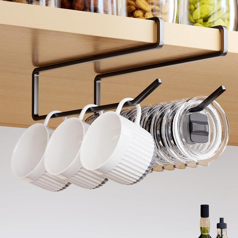 Poerlve Tumbler Lid Organizer Inside Cabinet,6PCS Coffee Mug Holder, Space Saving Cup Rack