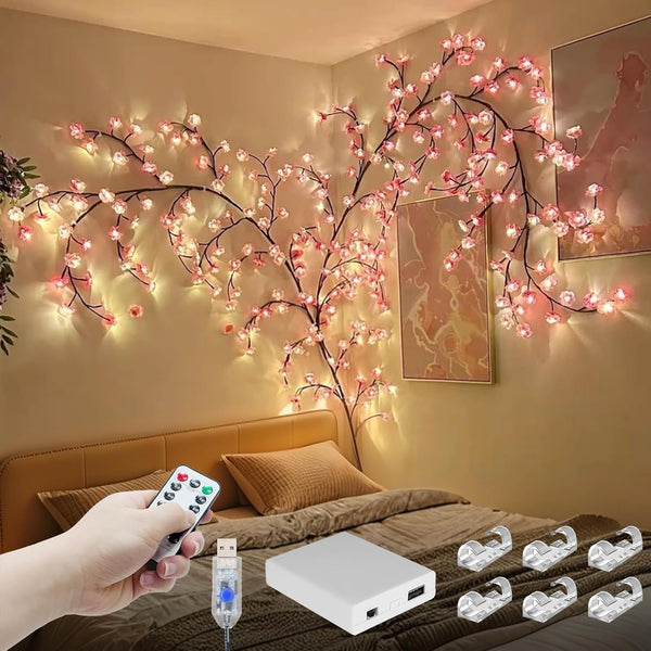 FNHMSL Cherry Enchanted Willow Vine Lights, 4FT 48LED Pink Cherry Blossom Tree
