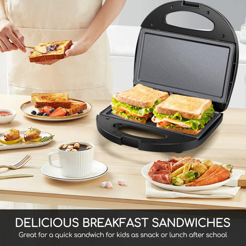 Aigostar Sandwich Maker with Non-stick Deep Grid Surface for Egg, Ham, and Steaks, Compact Electric Grill