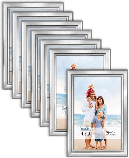 Icona Bay 4x6 Picture Frames Set (Silver, 12 Pack), Classy Contemporary Style from Maestro Collection