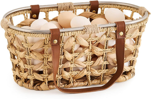 Egg Baskets for Collecting Fresh Eggs Farmhouse Handmade Wicker Hyacinth Egg Collecting