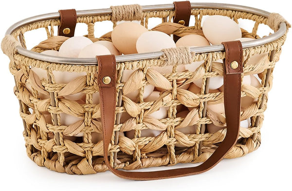 Egg Baskets for Collecting Fresh Eggs Farmhouse Handmade Wicker Hyacinth Egg Collecting