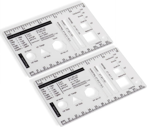 2Pcs Culinary Ruler Acrylic Mini Cutting Reference Template, Essential Kitchen Tool for Cooking Measurement