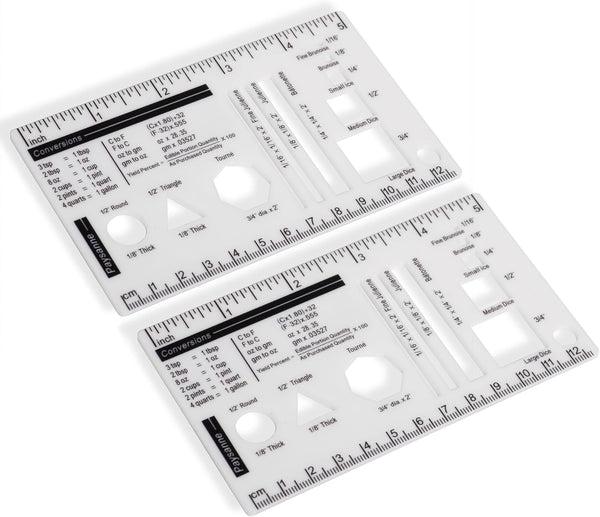 2Pcs Culinary Ruler Acrylic Mini Cutting Reference Template, Essential Kitchen Tool for Cooking Measurement