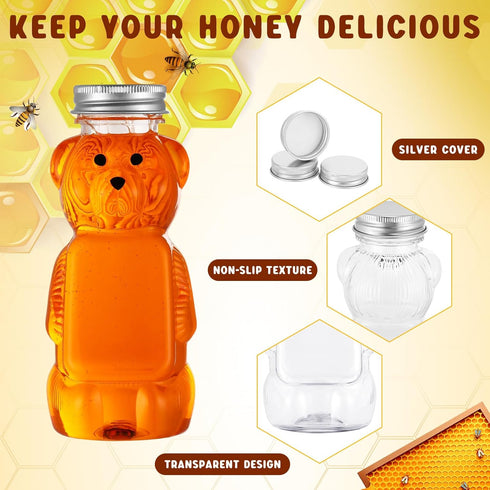 36 8 oz Mifoci Pcs Plastic Honey Bear Cups Clear Honey Container with Screw Top Lid Jar Empty Bear Bottle Shape