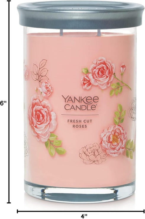 Yankee Candle Large Tumbler Scented Candle, 20 oz with up to 80 Hour Burn Time, Fresh Cut Roses Fragrance