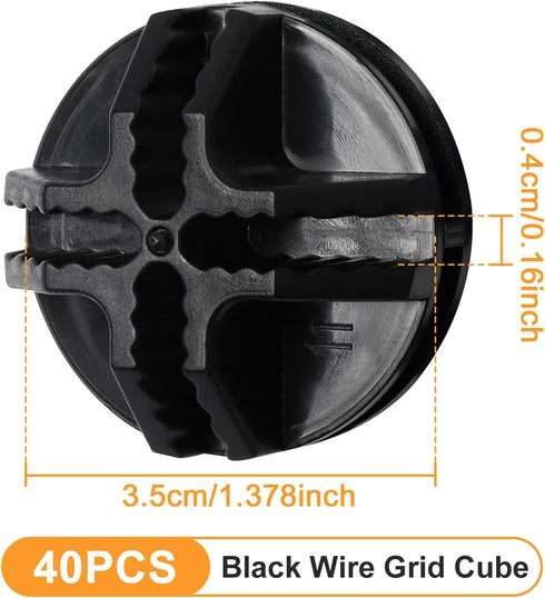 40 Pieces Plastic Storage Cube Connectors, Wire Cube Connectors for Modular Closet Storage Organizer (Black)