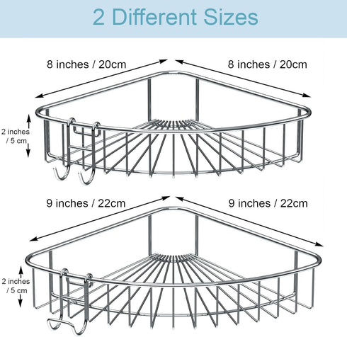 2 Pack Shower Shelf for inside Shower, Shower Shelf Corner, Shower Corner Caddy, Adhesive Shower Caddy, Shower Wall