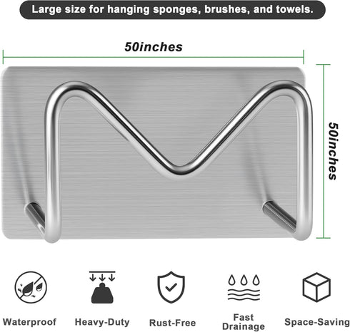 2-Pack SUS304 Luckyiren Stainless Steel Sponge Holder, Kitchen Sink Caddy Organizer, Rustproof, Brushed Finish