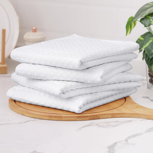 16 28 Inch 8 Pack, Homaxy Microfiber Waffle Weave Kitchen Towels, x Ultra Absorbent and Solid Color Dish Towels, White