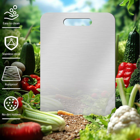 GETRIC (15.4 11 inch) Titanium Cutting Board, Stainless Steel Cutting Boards for Kitchen, Double Sided Food-Grade
