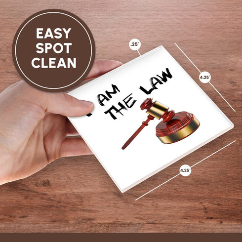 3D Rose I Am The Law-Judge Gavel with Sound Block, Ceramic Tile Coasters, Multicolor