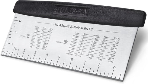HULISEN Large Bench Scraper for Baking - 10 inch Dough Pastry Scraper with Measuring Scale, Stainless Steel Cake Scraper