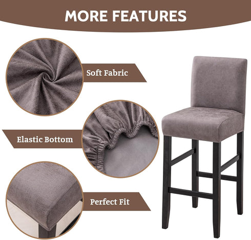 Set 2, FUANGUI Bar Stool Covers of Stretch Removable Bar Stool Seat Covers with Backs Slipcovers, Bar Chair Covers