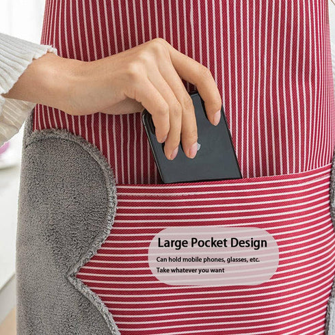V-shine Women Kitchen Apron with Adjustable Neck and Hand Wipe Pockets for Cooking Baking